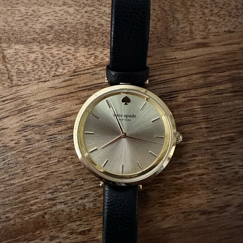 Kate Spade black leather strap watch, round face